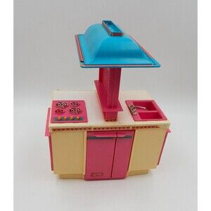 Barbie Dream Kitchen Stove Oven Sink Island #9119 Few Accessories Not Complete